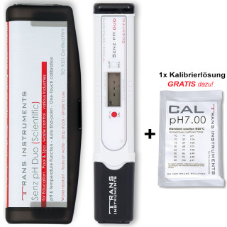 Elektronischer pH + Temperatur Duo Tester inkl. Kalibrierlösung Messgerät Wassertest für Aquarium, Pool & Teich