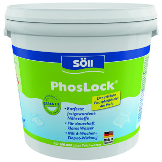 Söll PhosLock® AlgenStopp - starker Phosphatbinder gegen Fadenalgen / Algen Vernichter für Koi Teich, Gartenteich, Schwimmteich für bis zu 100.00 L - Inhalt: 5 kg