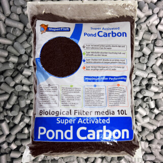 Aktivkohle 10 Liter SuperFish Hochaktive Filterkohle mit Filtermedienbeutel grün Koi Teich Aquarium Pond Filter Kohle