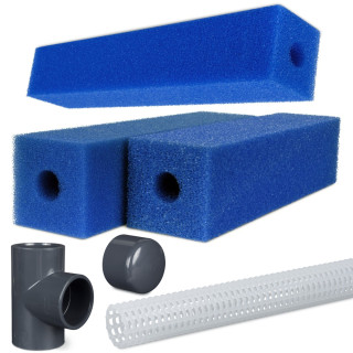 Filterpatronen Schaumstoffpatrone 9,5 x 9,5 cm blau Vorfilterschwamm Filter Patrone L= 50 cm - Mittel