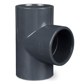 PVC T-Stück 90° Klebe Muffe Ø 32 mm grau Übergang Koi Teich Filter Pool Fitting