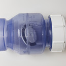 Rückschlagventil Air-Aqua federlos transparent PVC Ø 50 mm o. Ø 63 mm mit Kappe und Kupplung
