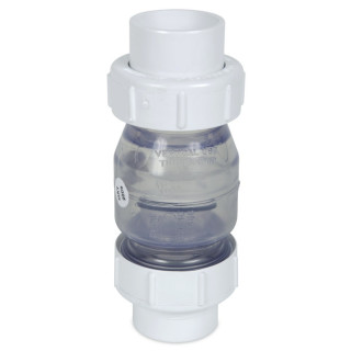 Rückschlagventil Air-Aqua transparent federlos mit Kappe PVC und Kupplung Ø 50 mm 1 1/2 Zoll