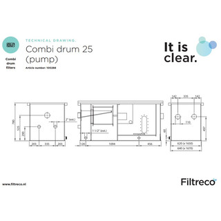 Filtreco COMBI DRUM 25 (gepumpte Version) Trommelfilter - mit Biokammer Filtreco-Nr. 100288