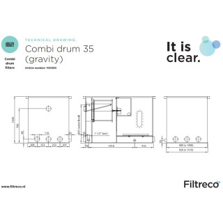 Filtreco COMBI DRUM FILTER 35 (Schwerkraft) Trommelfilter - mit Biokammer Filtreco-Nr. 100330
