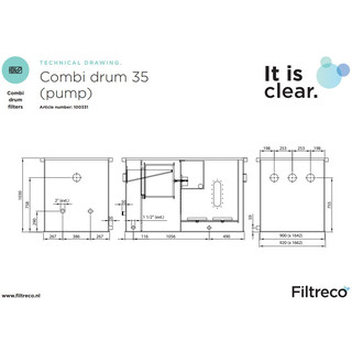 Filtreco COMBI DRUM FILTER 35 (gepumpte Version) Trommelfilter - mit Biokammer Filtreco-Nr. 100331
