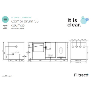 Filtreco COMBI DRUM FILTER 55 (gepumpte Version) Trommelfilter - mit Biokammer Filtreco-Nr. 100324