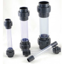 PVC Schauglas Sichtglas PVC-U Rohr transparent Verschraubung 2x Klebemuffe für Teich, Filter, Aquaristik, Schwimmbad