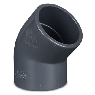 Plimat PVC Winkel 45° grau - Ø40 mm mit beidseitigen Klebemuffen