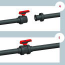 CEPEX® PVC-U Kugelhahn mit beidseitigem Überwurf Klebemuffe - Ø50 mm