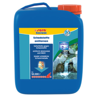 SERA pond toxivec Koi Teich Gartenteich & Aquarien Schadstoffentferner Ammoniak & Nitrit für bis zu 50.000 L - Inhalt: 2.500 ml