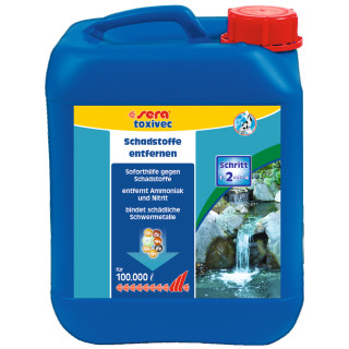 SERA pond toxivec Koi Teich Gartenteich & Aquarien Schadstoffentferner Ammoniak & Nitrit für bis zu 100.000 L - Inhalt: 5.000 ml