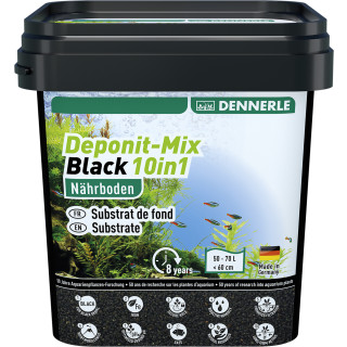DENNERLE Deponit-Mix Black 10 in 1 - schwarzer Multimineral Nährboden Bodengrund für prachtvolle Aquarienpflanzen - Menge: 2,4 kg