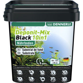 DENNERLE Deponit-Mix Black 10 in 1 - schwarzer Multimineral Nährboden Bodengrund für prachtvolle Aquarienpflanzen - Menge: 4,8 kg