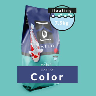 SAITO COLOR - Hochwertiges Koifutter für kräftige Farben 12% Fettgehalt Karotine - Ø5 mm Futter Pellets schwimmend - 7,5 kg Sack
