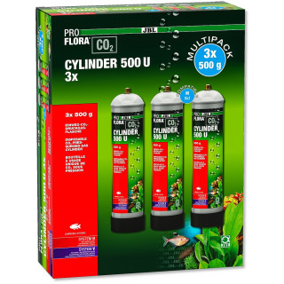 JBL PROFLORA CO2 CYLINDER 500 U 3x 500 g CO2-Einweg-Vorratsflasche für Aquarien CO2-Anlagen u500 (3er Vorteils-Pack) 6466300