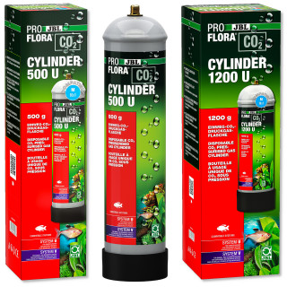 JBL PROFLORA CO2 CYLINDER 500 U und 1200 U Einweg-Vorratsflasche fertig befüllt für Aquarien